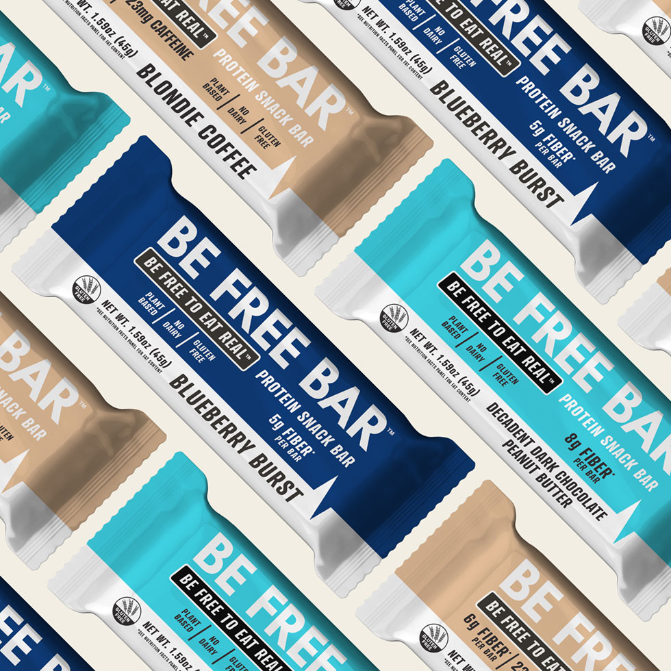 BeFreeBar comes in a variety of flavors. Check out our Blueberry Blast, Dark Chocolate and Peanut Butter, and Blondie Coffee bars.